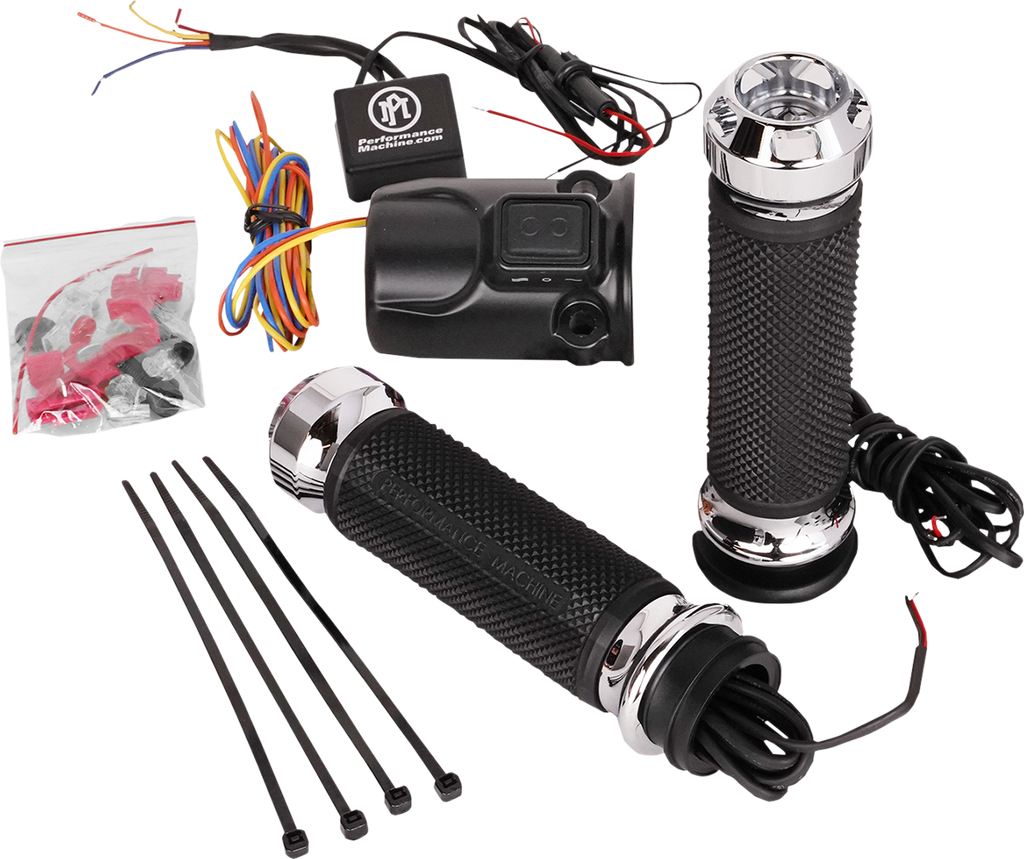 PERFORMANCE MACHINE (PM) Apex Heated Grips - FLTRX - Chrome 0063-2095-CH — image 1