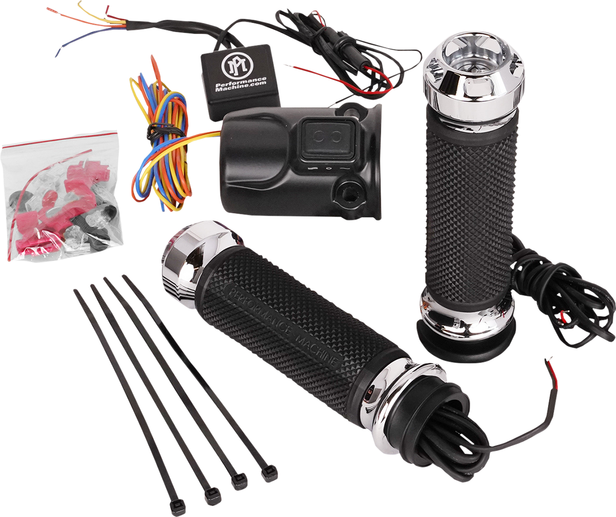 PERFORMANCE MACHINE (PM) Apex Heated Grips - FLTRX - Chrome 0063-2095-CH — image 1