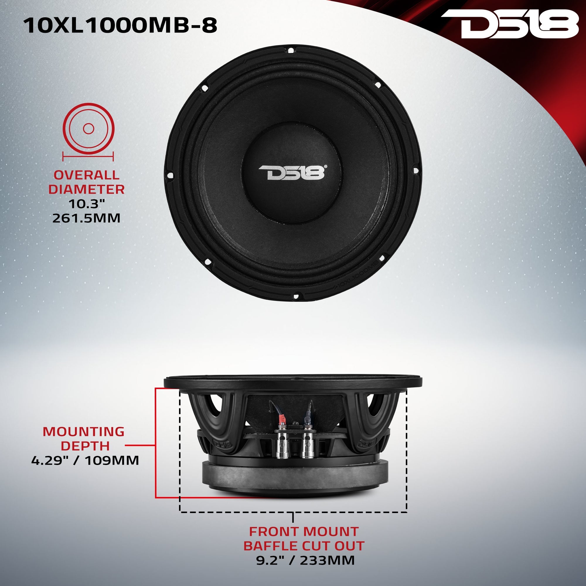 DS18 10XL1000MB-8 XL 10" Mid-Bass Loudspeaker 500 Watts Rms 8-Ohm — image 7