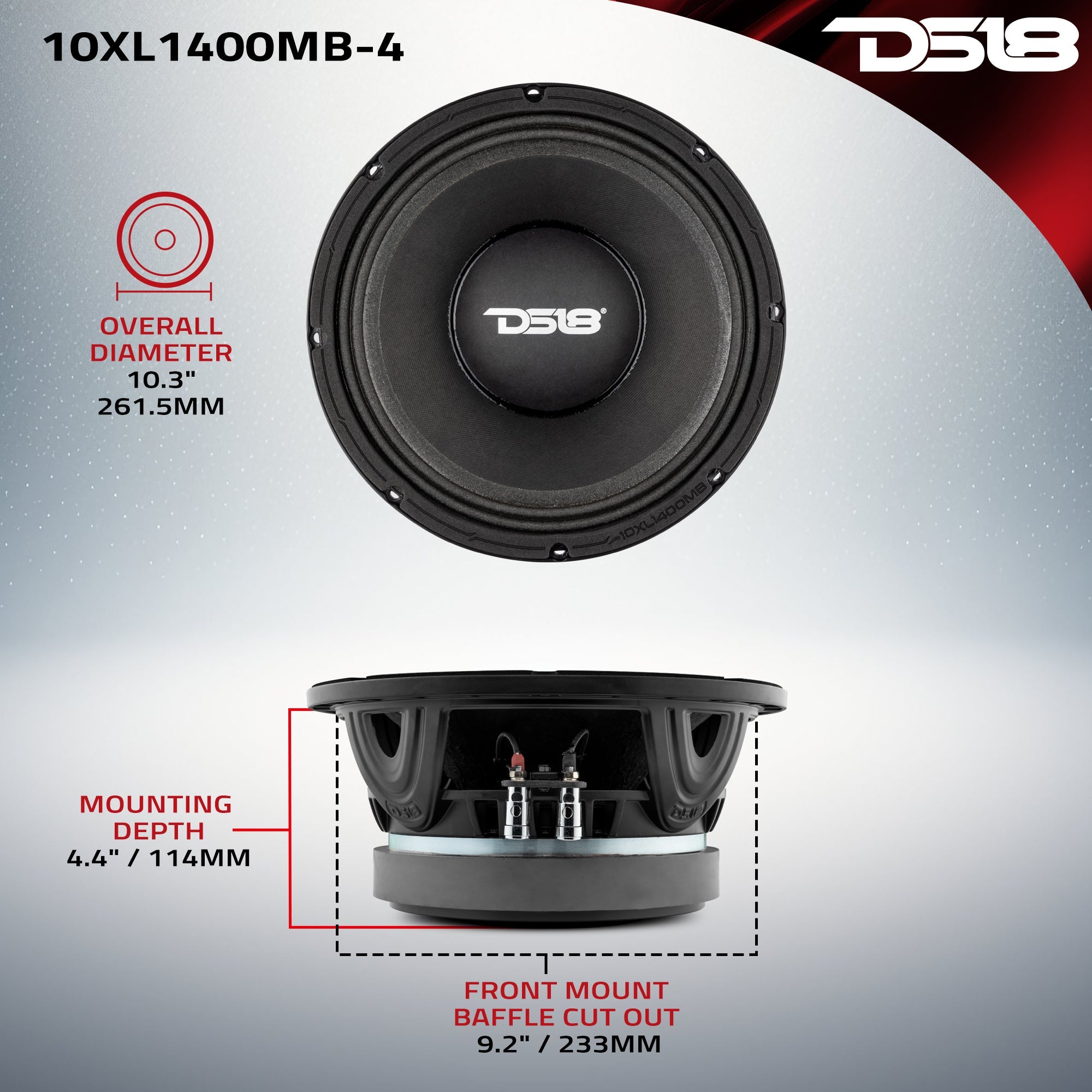 DS18 10XL1400MB-4 XL 10" Mid-Bass Loudspeaker 700 Watts Rms 4-Ohm — image 7