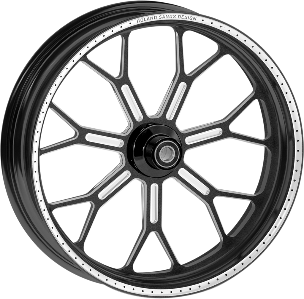 RSD Wheel - Delmar - Front - Dual Disc/with ABS - Black/Contrast Cut Ops™ - 21x3.5 - '08+ FLD 1204-7106R-DELAJ-SMB — image 1
