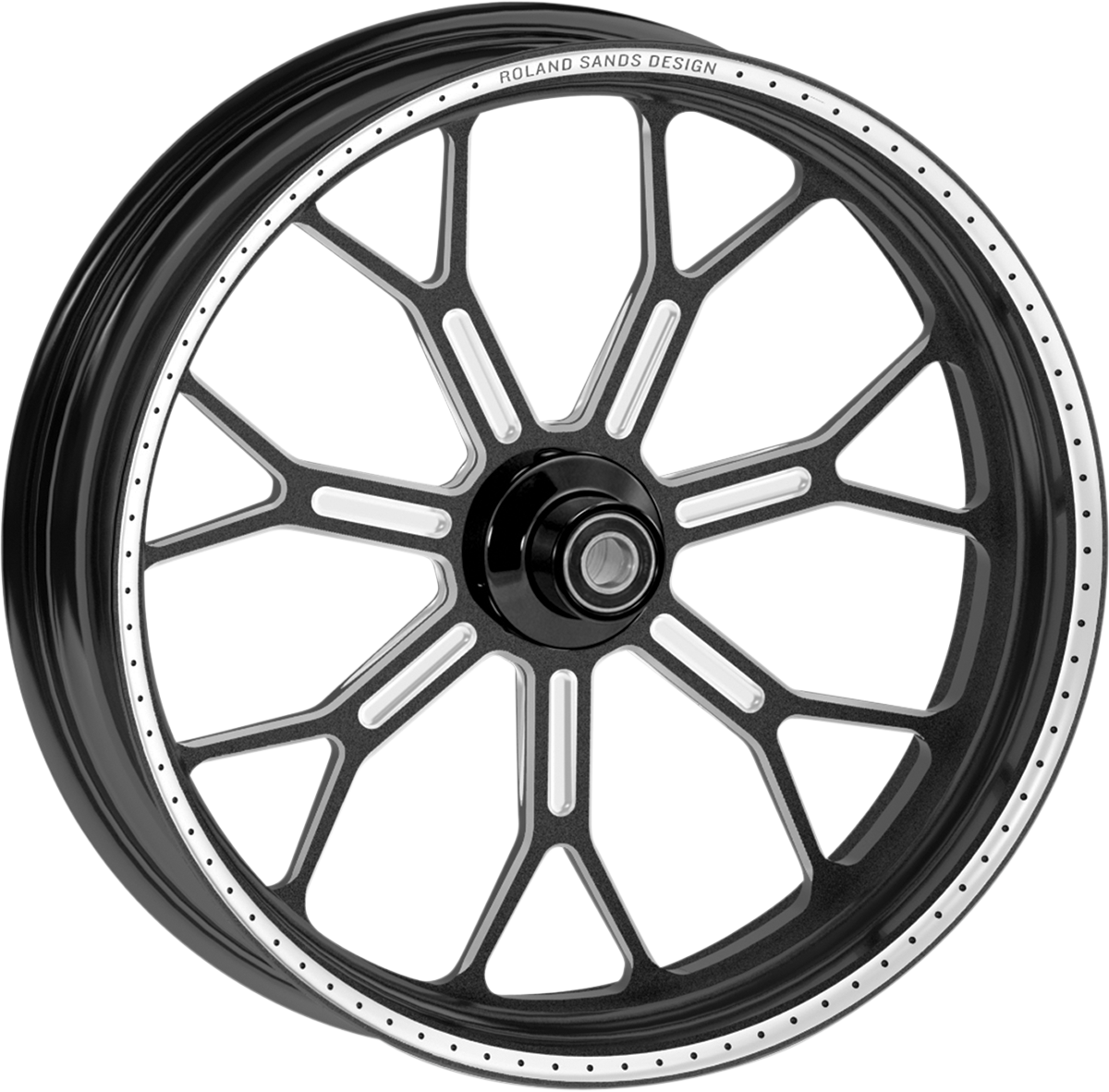 RSD Wheel - Delmar - Front - Dual Disc/with ABS - Black/Contrast Cut Ops™ - 21x3.5 - '08+ FLD 1204-7106R-DELAJ-SMB — image 1