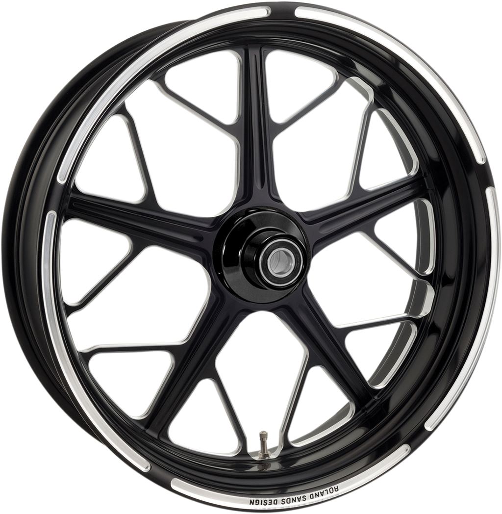 RSD Wheel - Hutch - Front - Dual Disc/with ABS - Black/Contrast Cut™ - 21x3.5 - '08+ FL 1204-7106R-HUTAJ-BM — image 1