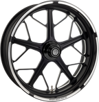 RSD Wheel - Hutch - Front - Dual Disc/with ABS - Black/Contrast Cut™ - 21x3.5 - '08+ FL 1204-7106R-HUTAJ-BM — image 1