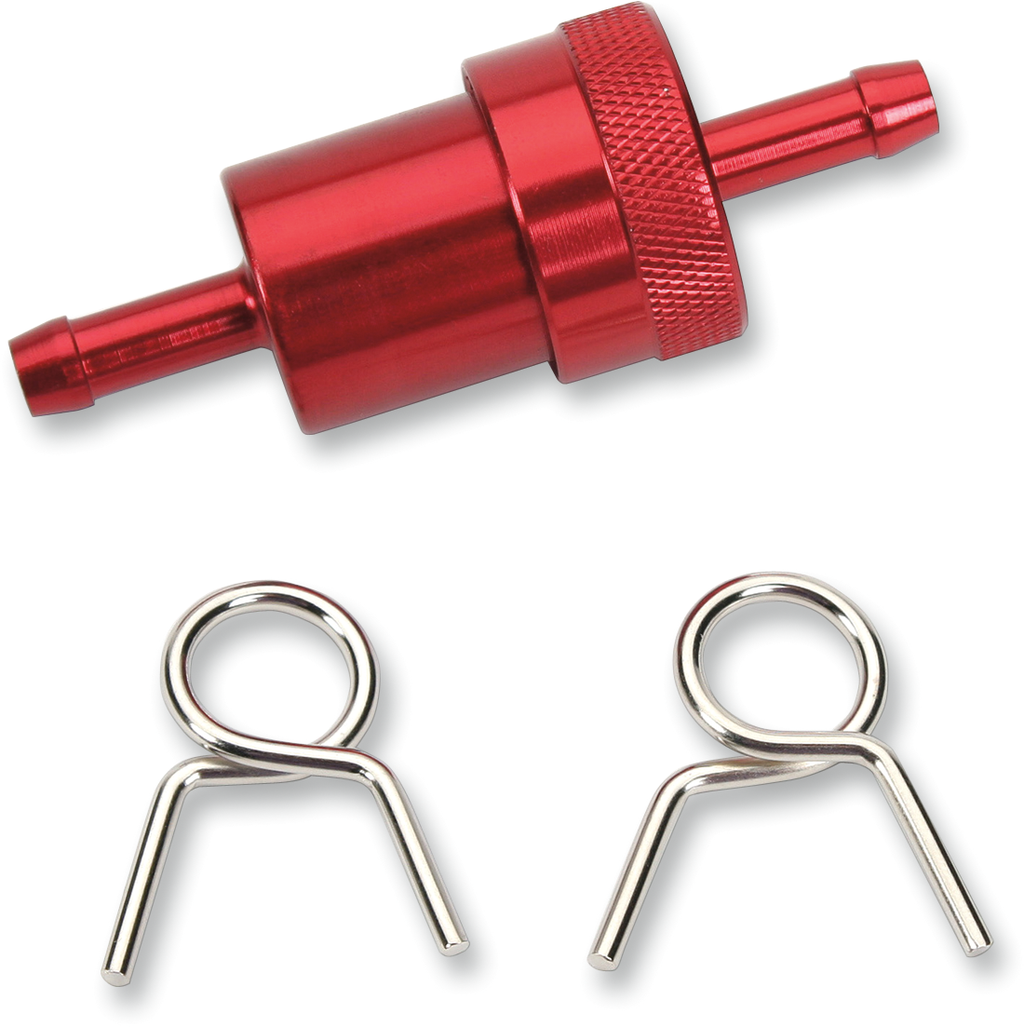 EMGO Anodized Aluminum Fuel Filter - Red - 1/4" — image 1