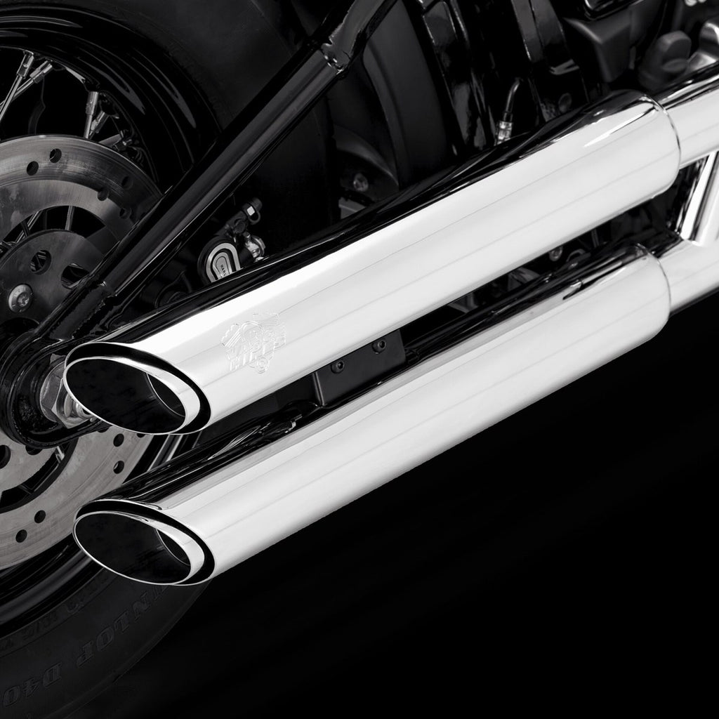 Vance & Hines Twin Slash 3" Slip-ons - Softail – Chrome – 16844 — manufacturer image 4