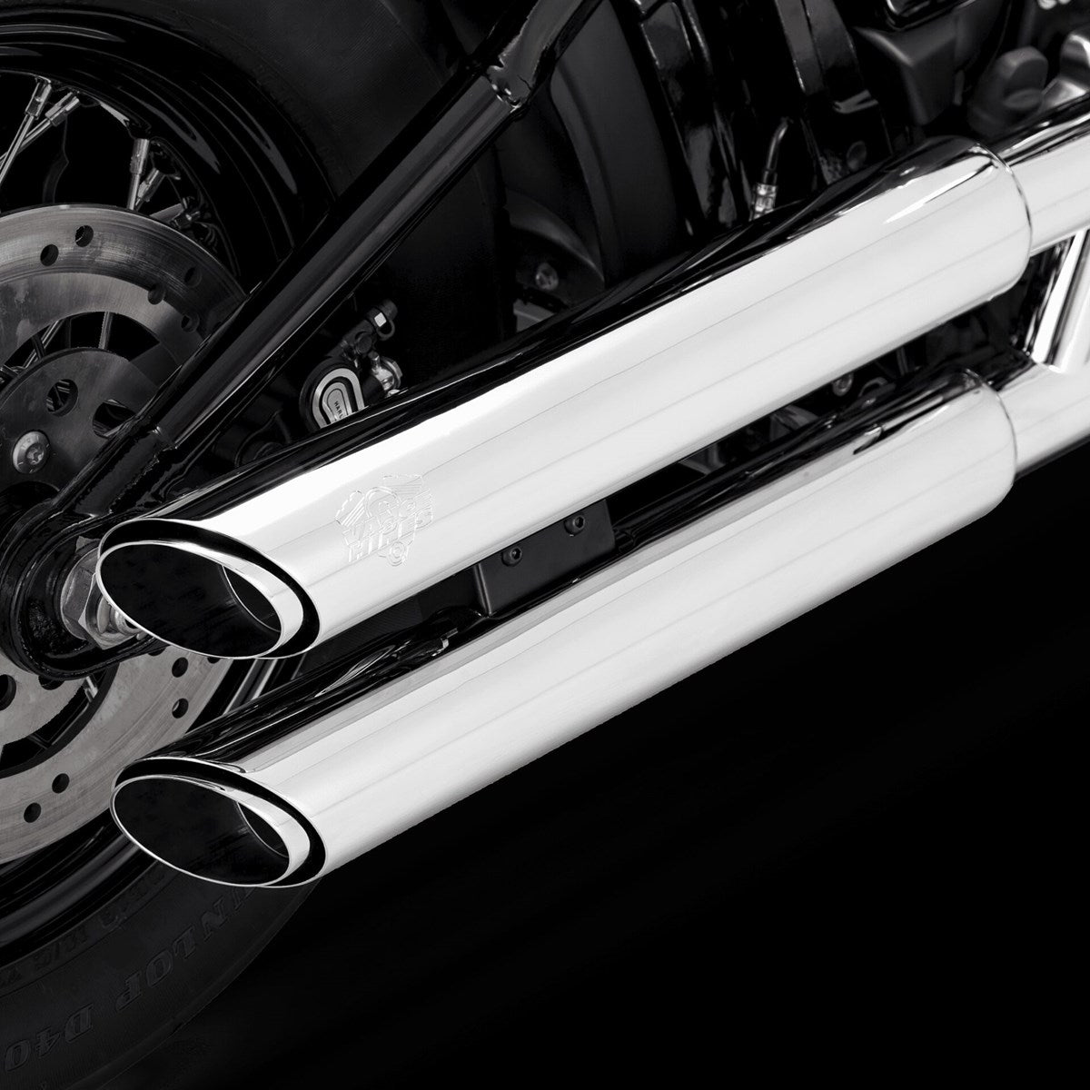 Vance & Hines Twin Slash 3" Slip-ons - Softail – Chrome – 16844 — manufacturer image 4