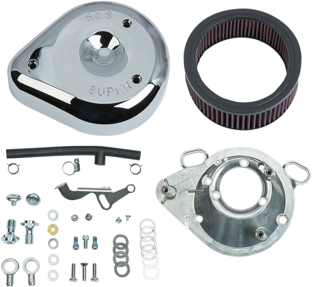 S&S CYCLE Teardrop Air Cleaner Kit - Chrome - S&S® Super E&G Carburetor Only 17-0404 — image 1