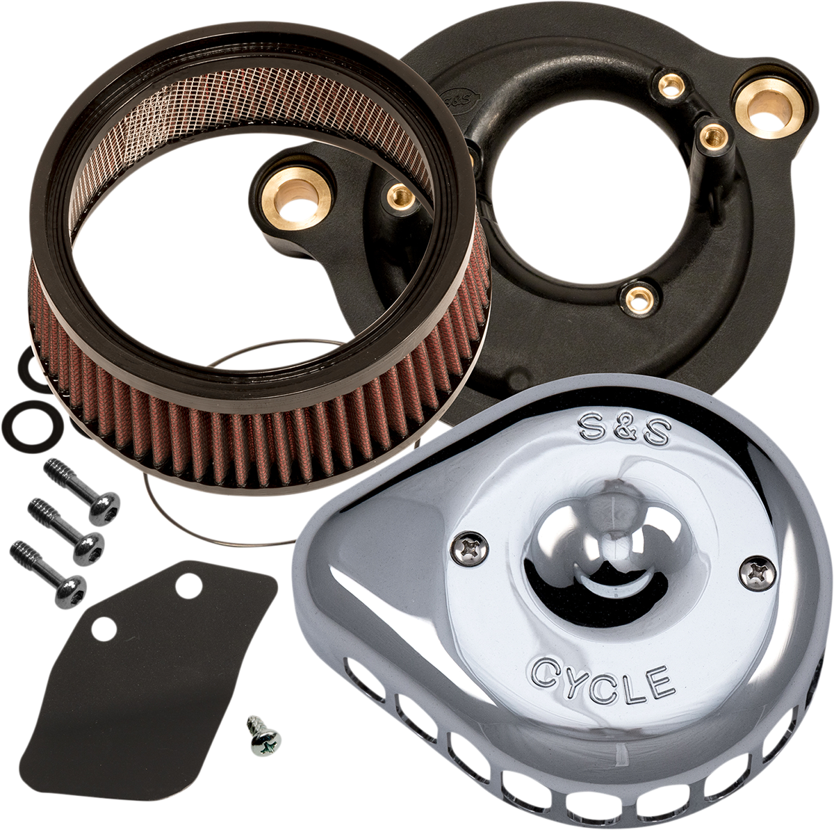 S&S CYCLE Mini Teardrop Stealth Air Cleaner Kit - Chrome 170-0435C — image 1