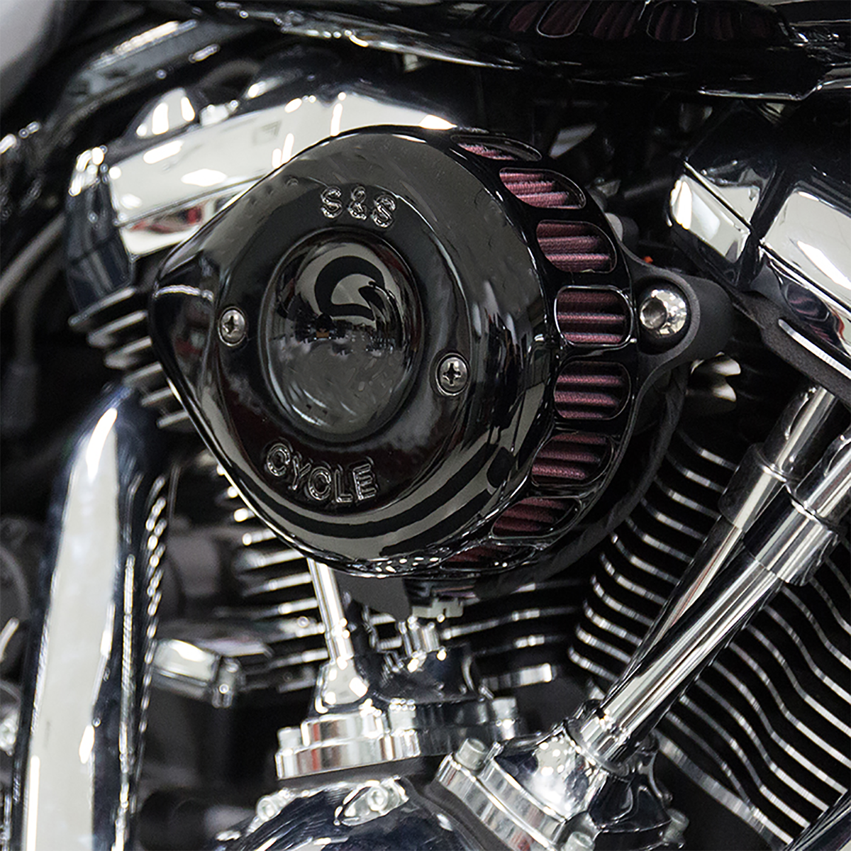 S&S CYCLE Mini Teardrop Stealth Air Cleaner Kit - Gloss Black 170-0436C — image 6