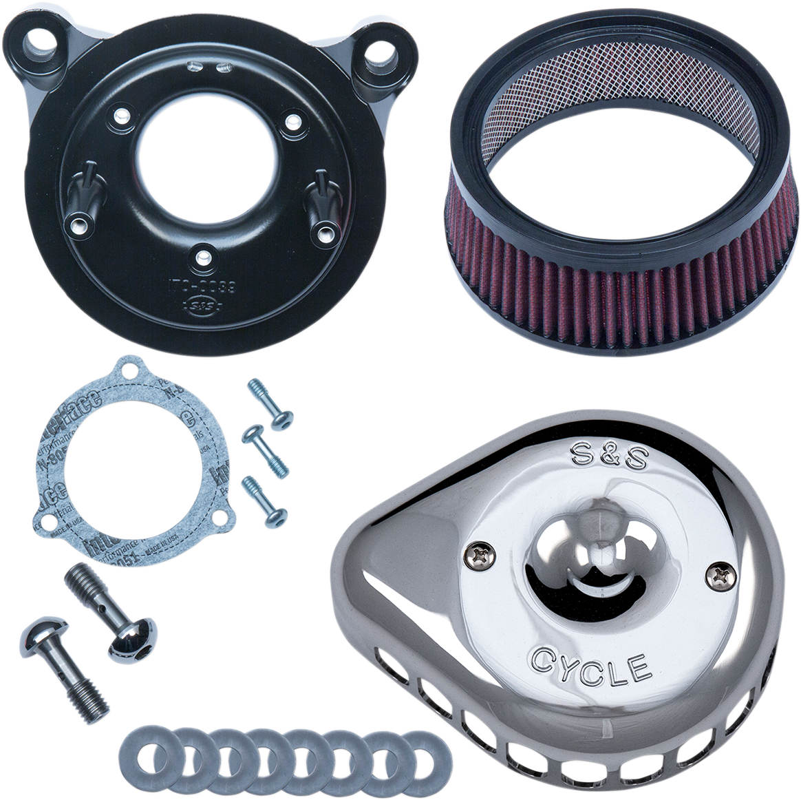 S&S CYCLE Mini Teardrop Stealth Air Cleaner Kit - Chrome 170-0437 — image 1