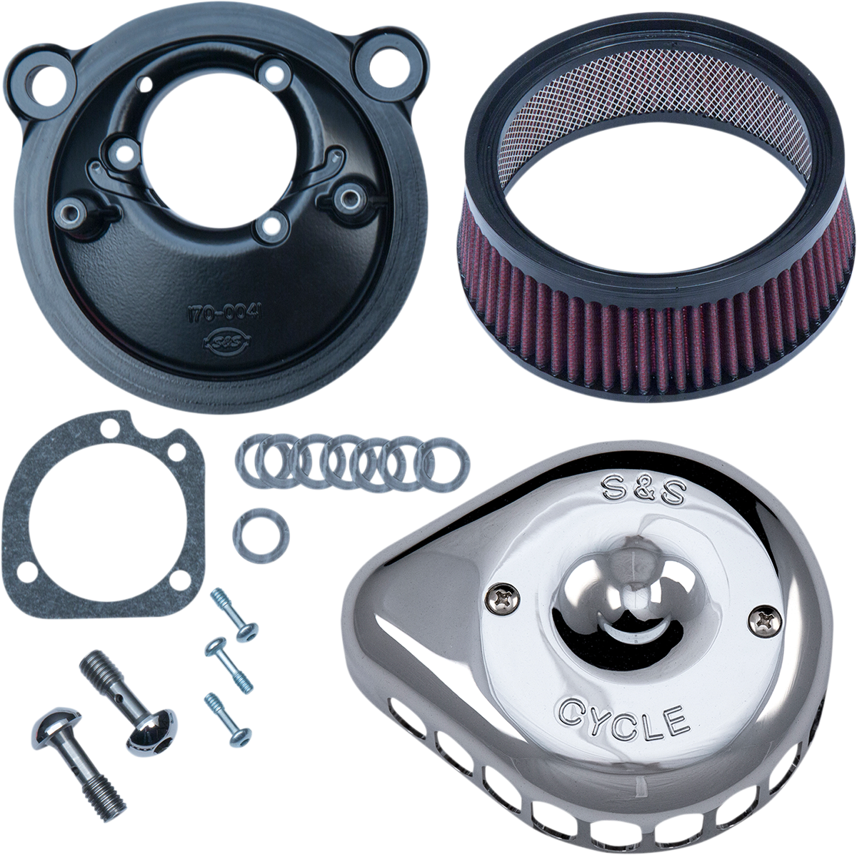 S&S CYCLE Mini Teardrop Stealth Air Cleaner Kit - Chrome 170-0439C — image 1