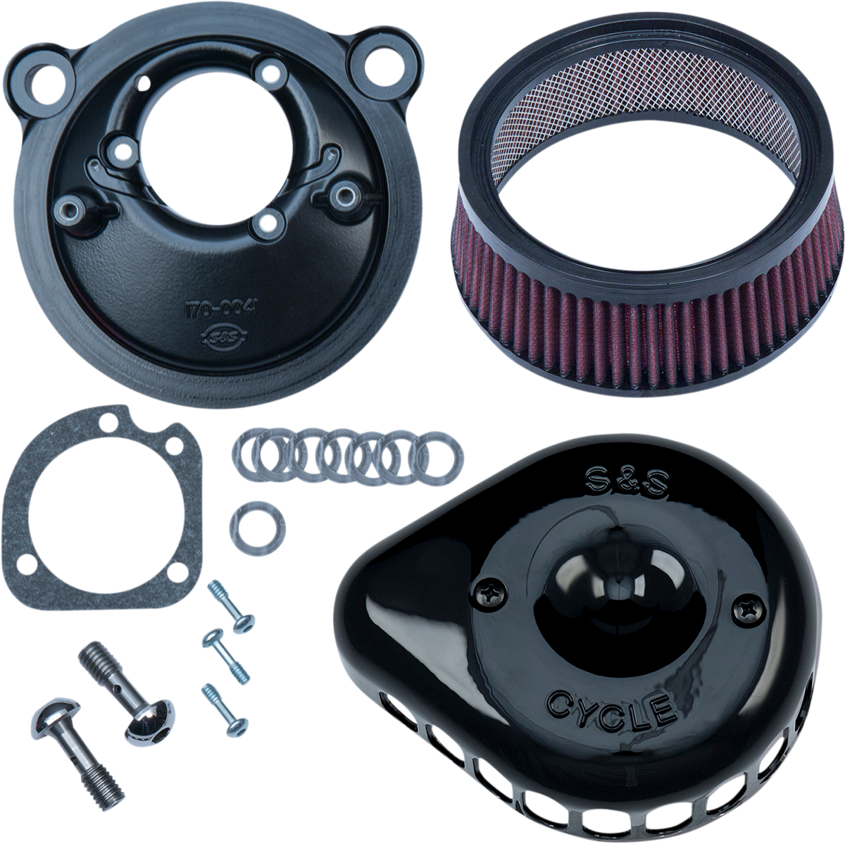 S&S CYCLE Mini Teardrop Stealth Air Cleaner Kit - Gloss Black 170-0440C — image 1