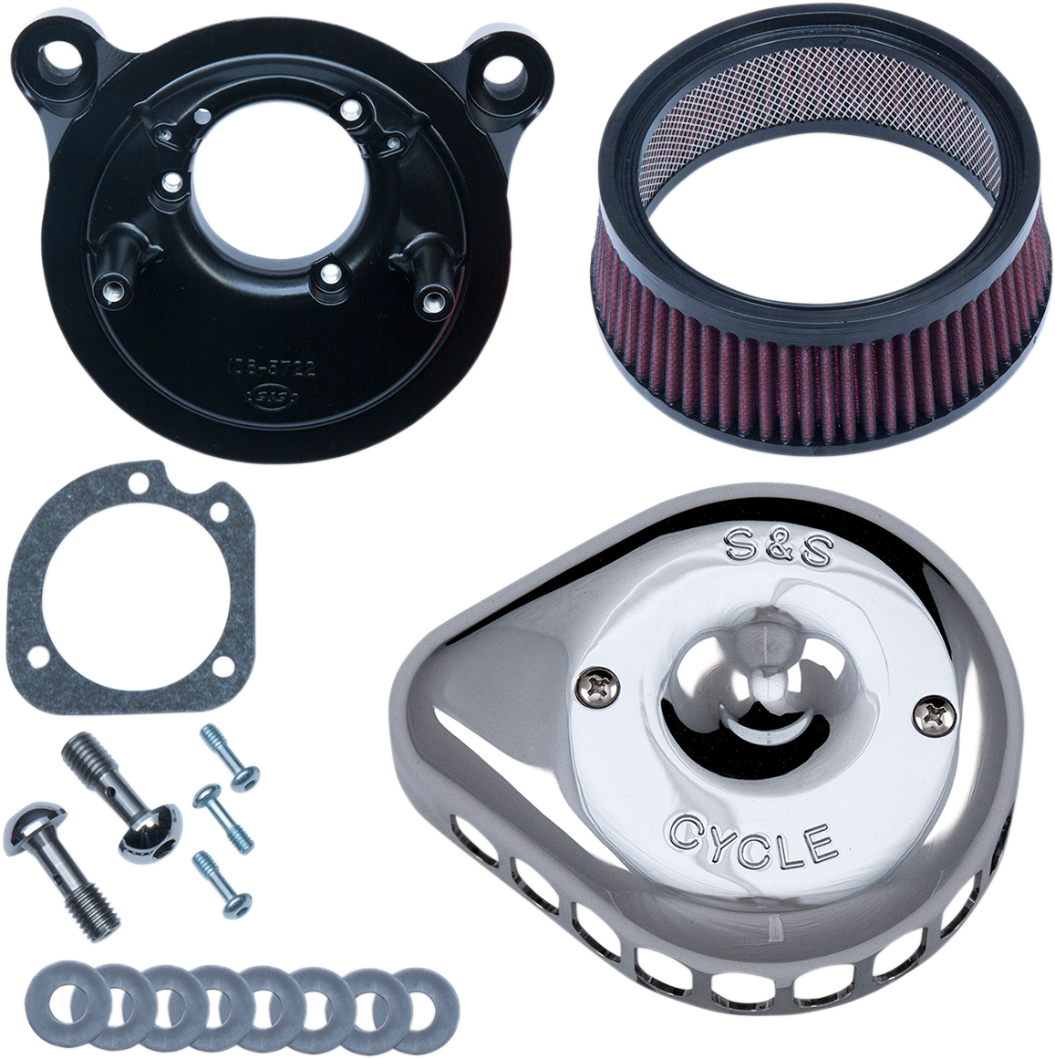 S&S CYCLE Mini Teardrop Stealth Air Cleaner Kit - Chrome 170-0441 — image 1