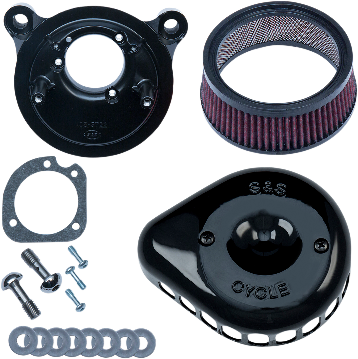 S&S CYCLE Mini Teardrop Stealth Air Cleaner Kit - Gloss Black 170-0442 — image 1