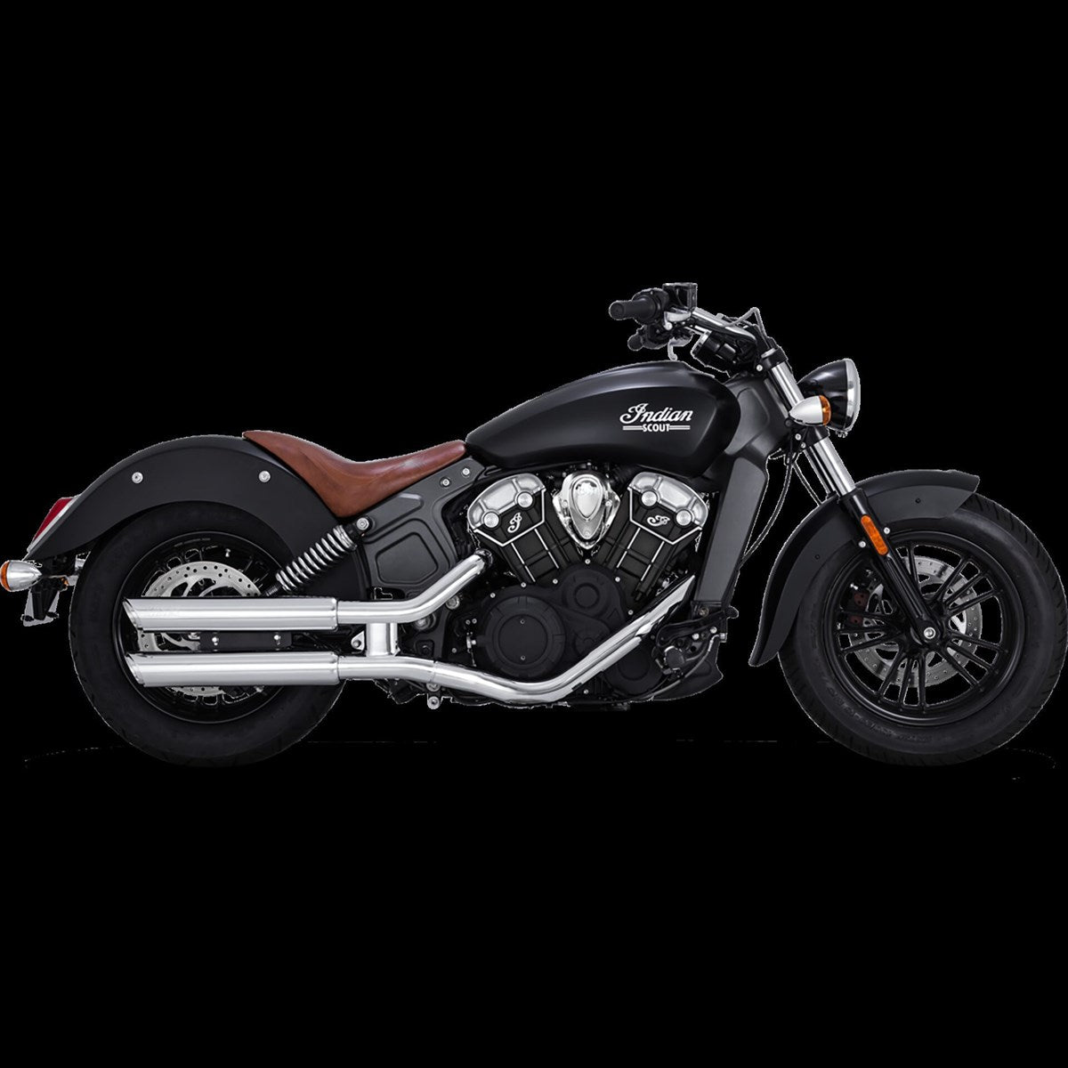 Vance & Hines Twin Slash 3" Slip-ons - Scout – Chrome – 18323 — manufacturer image 2