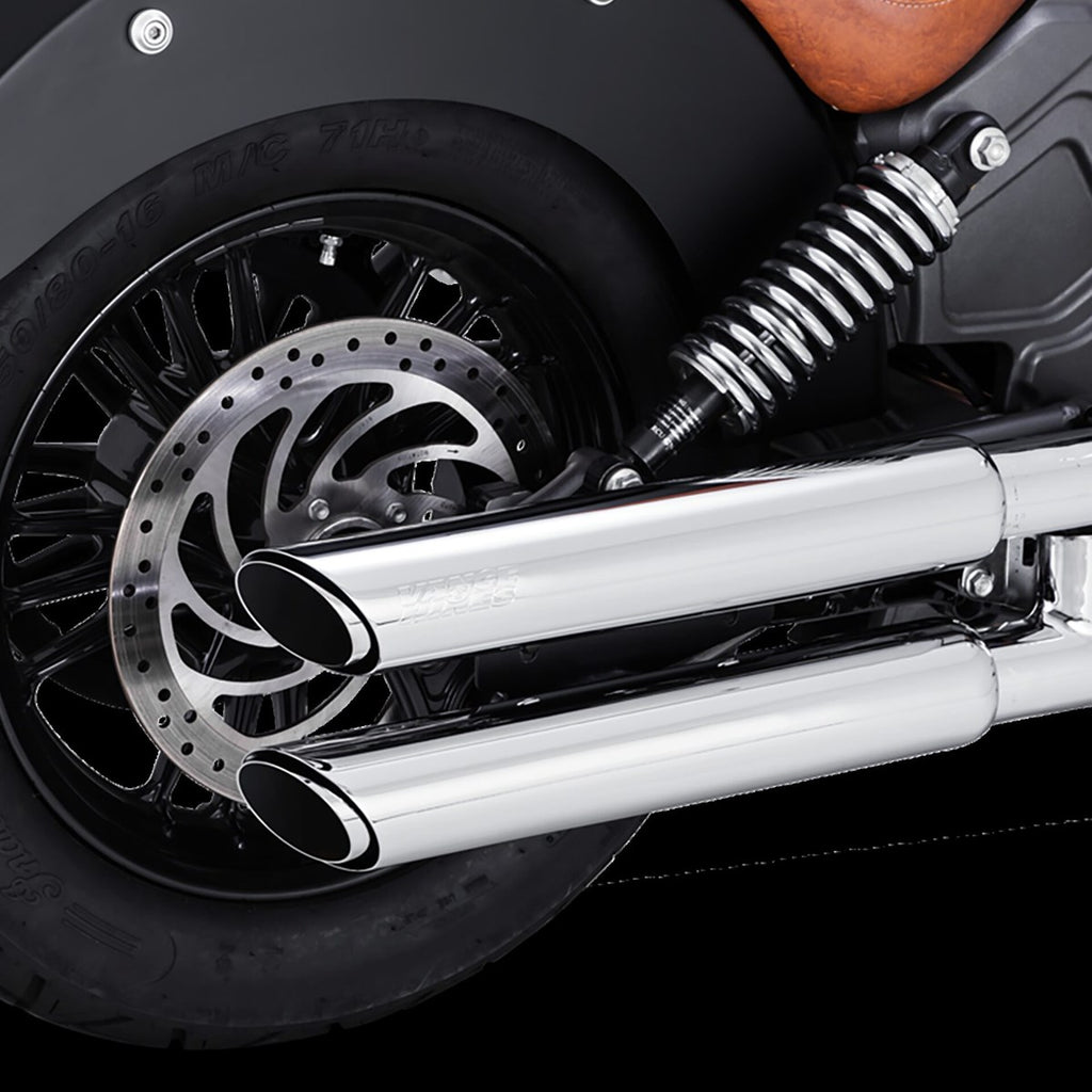 Vance & Hines Twin Slash 3" Slip-ons - Scout – Chrome – 18323 — manufacturer image 3