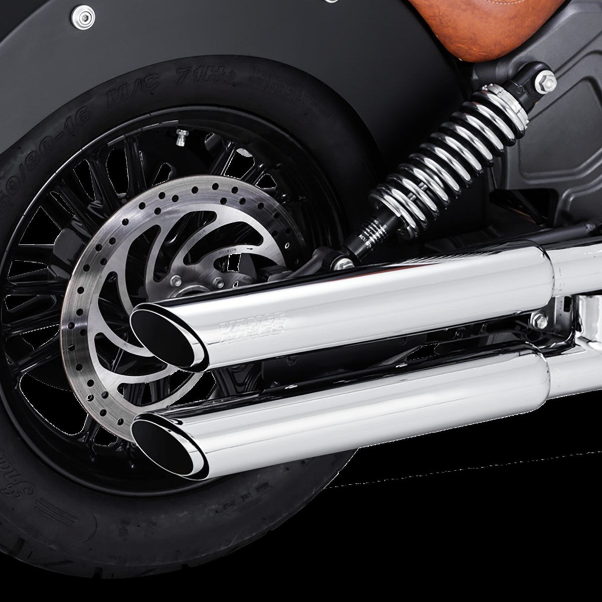 Vance & Hines Twin Slash 3" Slip-ons - Scout – Chrome – 18323 — manufacturer image 3