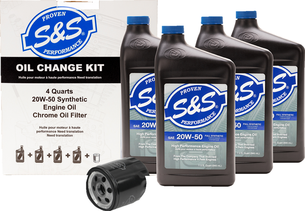 S&S CYCLE Oil Change Kit - Chrome Filter - '84-'99 Big Twin/'86-'22 Sportster - 4 US quarts 218940 — image 2