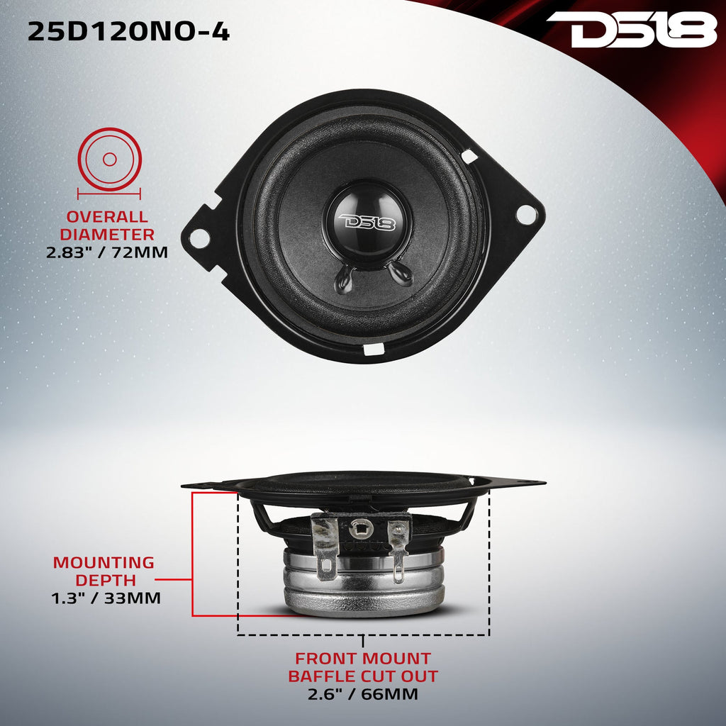 DS18 25D120NO-4 2.5" OEM Dashboard Loudspeaker with Neodymium Magnet | 60W RMS 4-Ohm — image 7