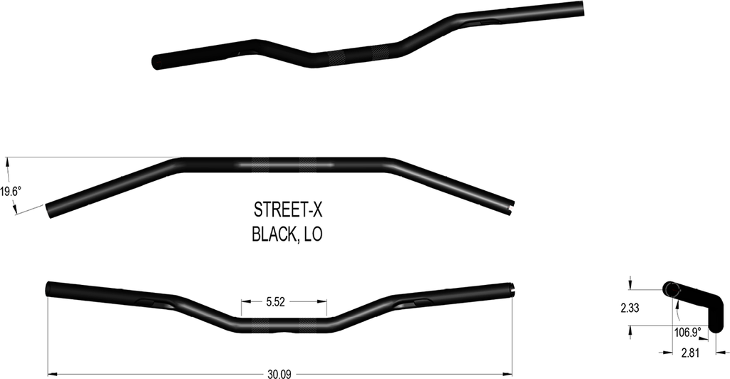 KHROME WERKS Street-X Handlebars - Low Bend - Black 300905 — image 2