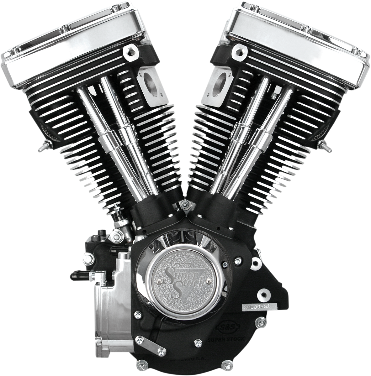 S&S CYCLE V80 Long-Block Engine - Wrinkle Black - Custom Chassis | Evolution Big Twin 310-0233 — image 1
