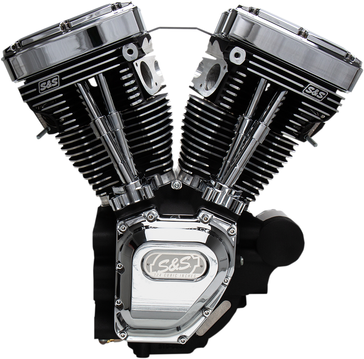 S&S CYCLE T124 Long Block Engine - Wrinkle Black and Chrome - Touring 310-0400A — image 1