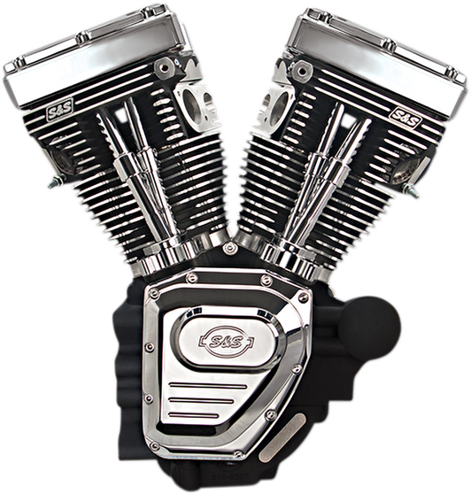 S&S CYCLE T124 Long Block Engine - Wrinkle Black and Chrome - Touring 310-0401A — image 1