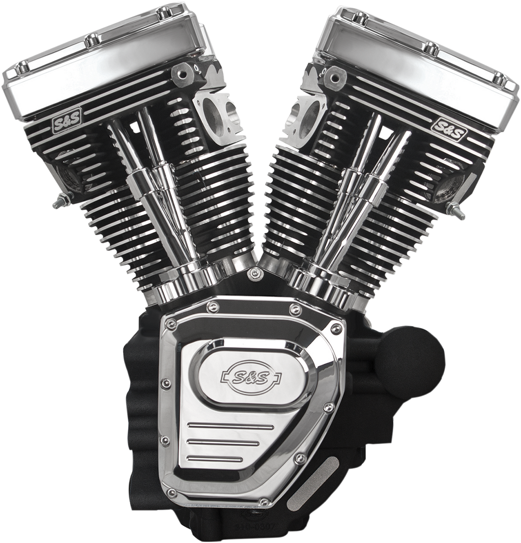 S&S CYCLE T124 Long Block Engine - Wrinkle Black and Chrome - Touring 310-0401A — image 2