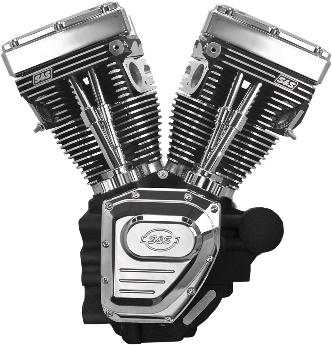 S&S CYCLE T124 Long Block Engine - Wrinkle Black and Chrome - Touring 310-0401A — image 2