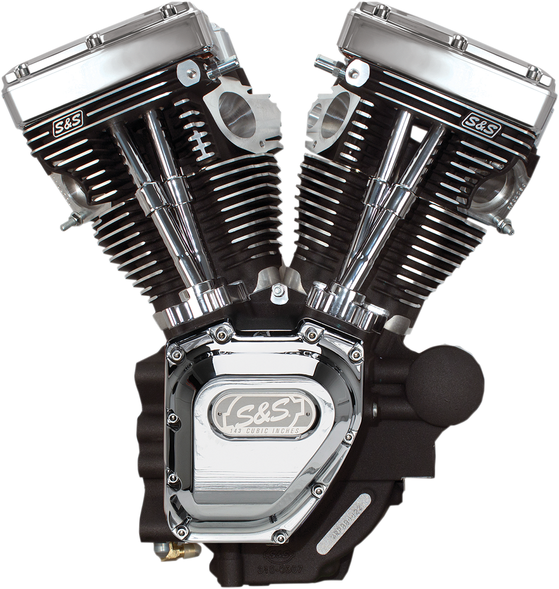 S&S CYCLE T143 Long Block Engine - Wrinkle Black and Chrome - Touring 310-0548A — image 1