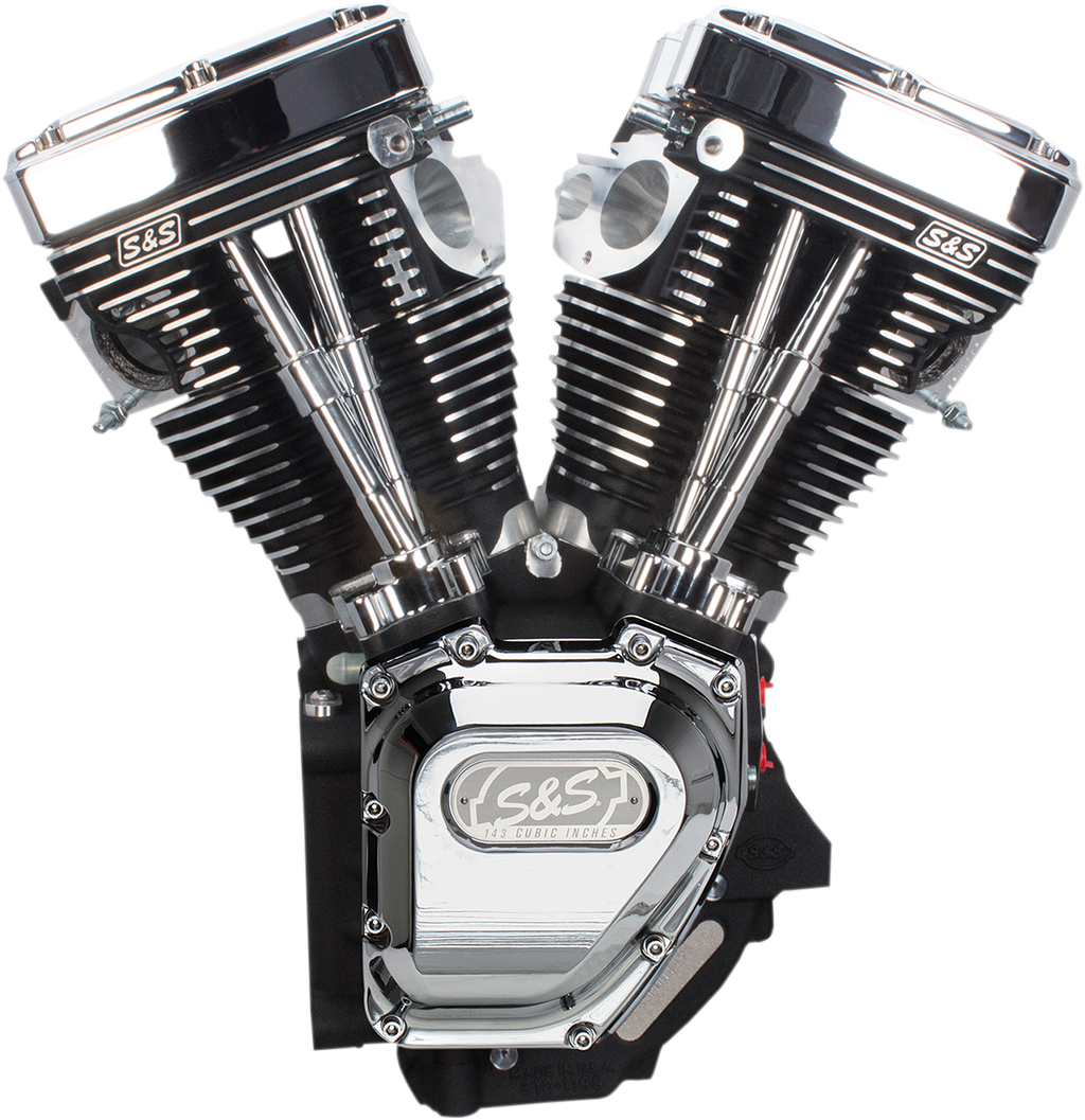 S&S CYCLE T143 Long Block Engine - Wrinkle Black and Chrome - Touring | Dyna 310-0737A — image 1