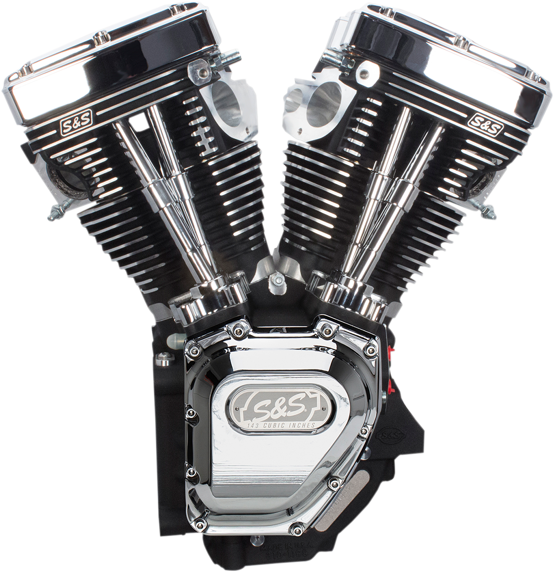 S&S CYCLE T143 Long Block Engine - Wrinkle Black and Chrome - Touring | Dyna 310-0737A — image 1
