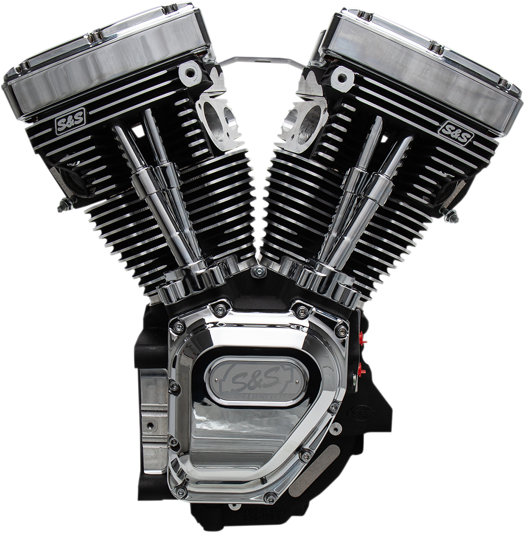 S&S CYCLE T111 Long Block Engine - Wrinkle Black and Chrome - Touring | Dyna 310-0770A — image 1