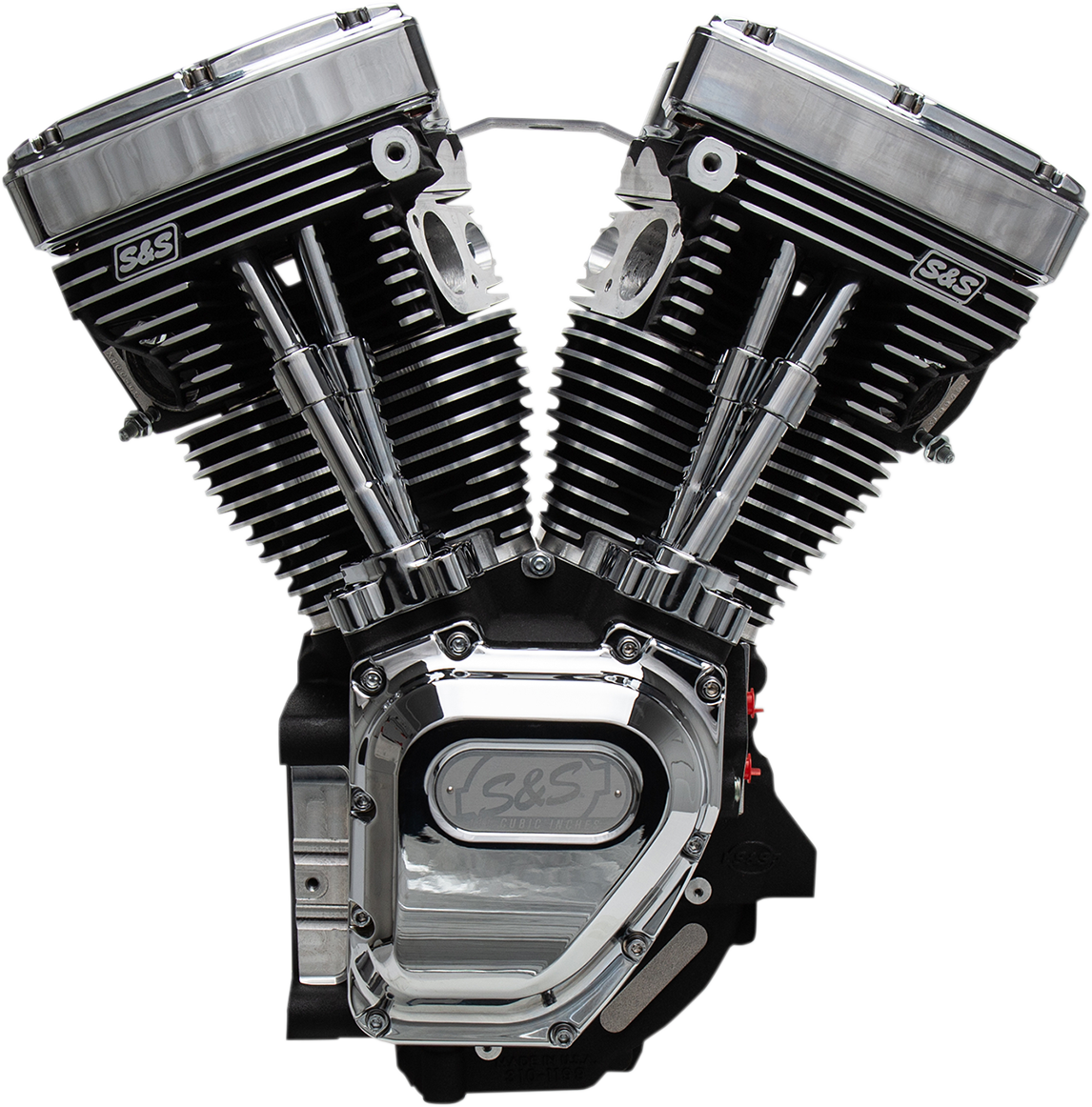 S&S CYCLE T111 Long Block Engine - Wrinkle Black and Chrome - Touring | Dyna 310-0770A — image 1