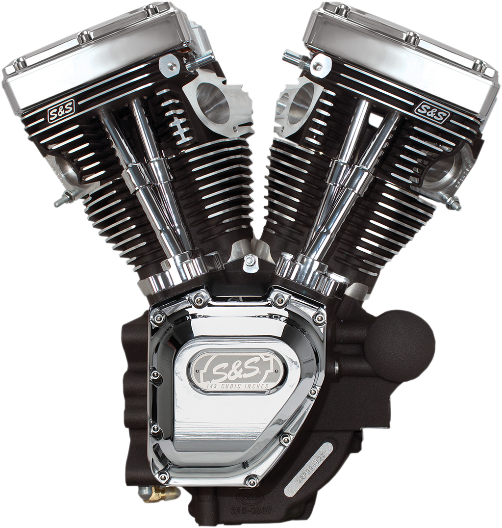 S&S CYCLE T143 Long Block Engine - Wrinkle Black and Chrome - Dyna 310-0883A — image 1