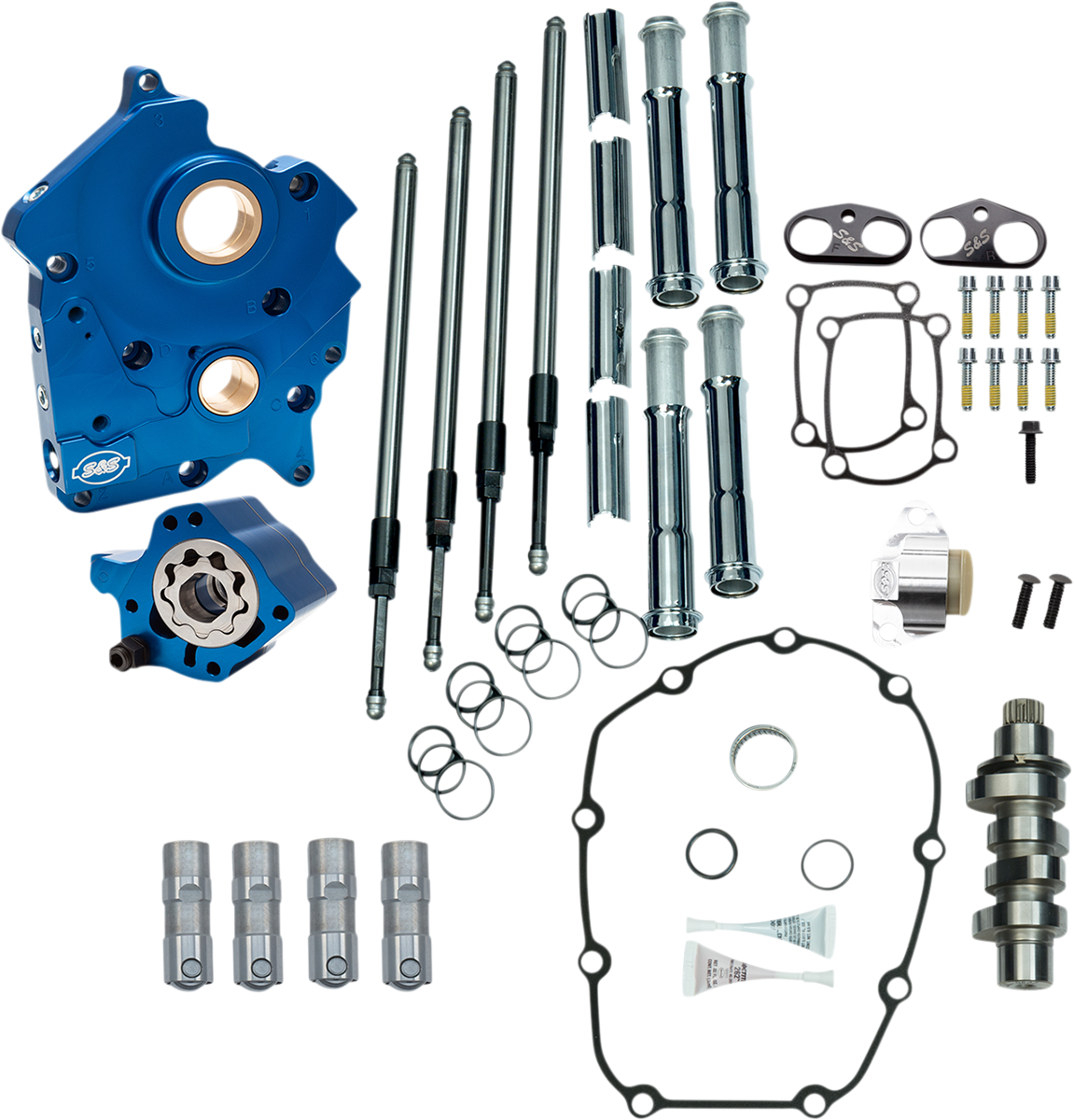 S&S CYCLE Cam Chest Kit - Water Cooled - Chain Drive - 475 Cam - Chrome Pushrod Tubes - M8 310-1000C — image 1