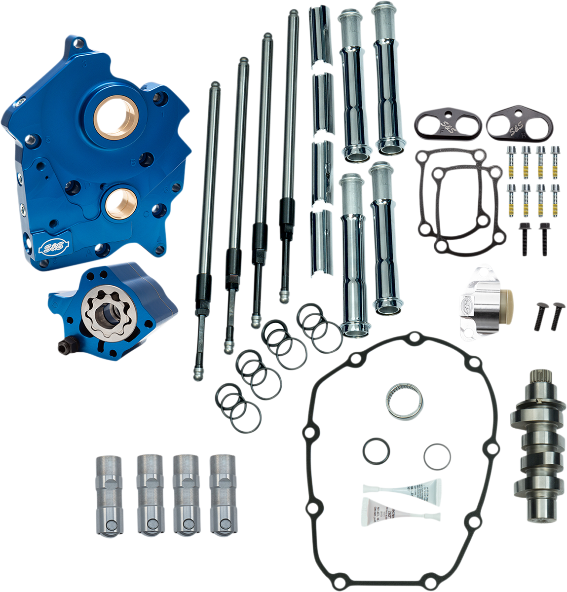 S&S CYCLE Cam Chest Kit - Oil Cooled - Chain Drive - 475 Cam - Chrome Pushrod Tubes - M8 310-1004C — image 1