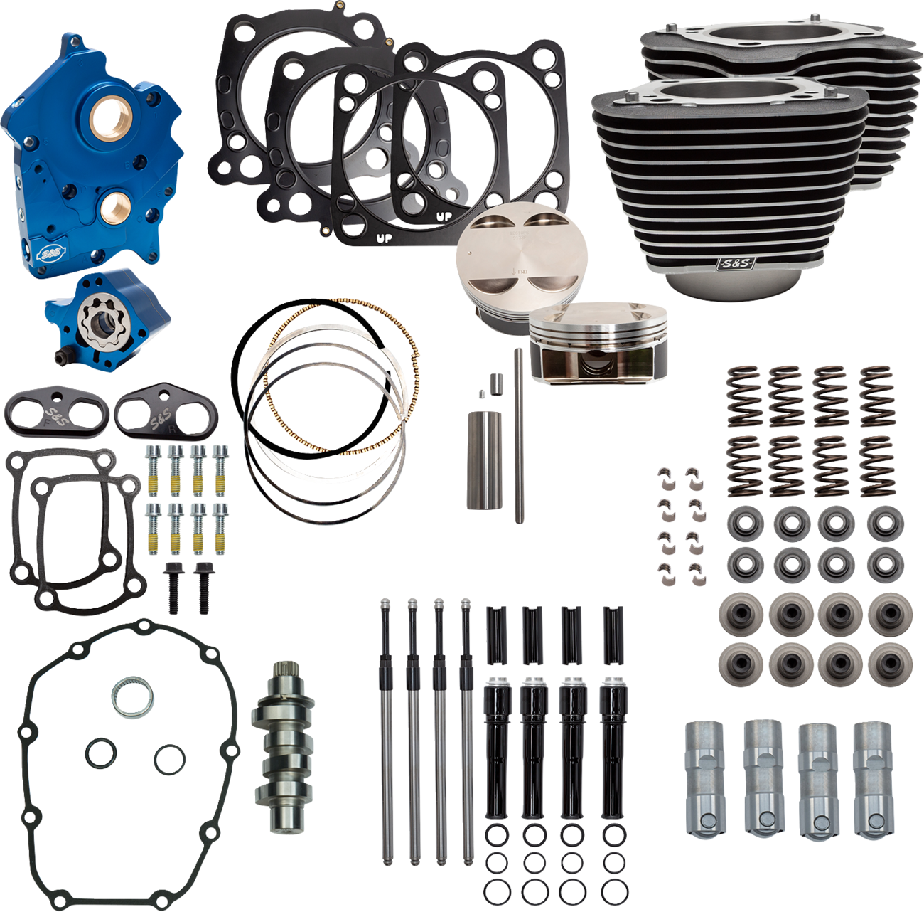 S&S CYCLE Power Pack - Oil Cooled - 550C - Wrinkle Black w/Highlight - Black Pushrod Tubes - M8 310-1056C — image 1