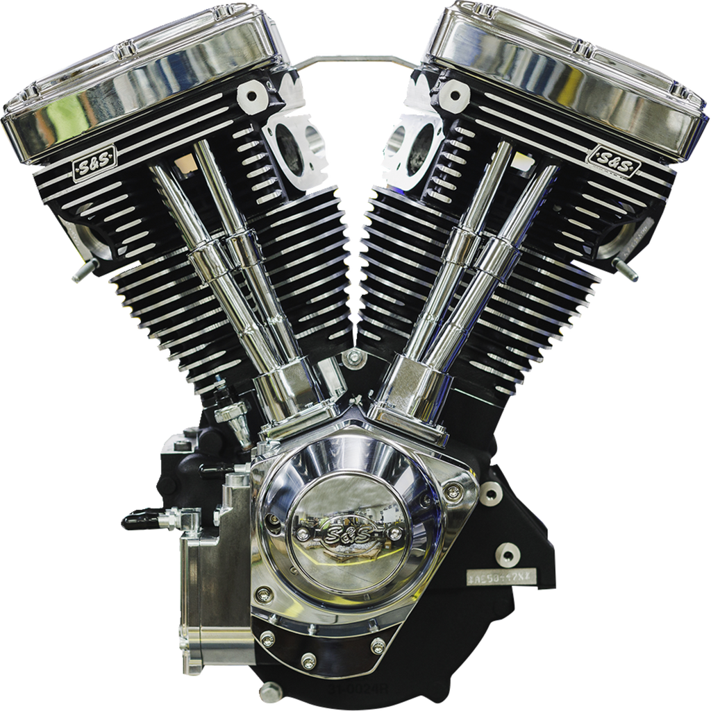 S&S CYCLE V124 Long Block Engine - Chrome/Wrinkle Black - Big Twin | Custom Chasis w/Alternator-Style Primary 310-1159 — image 1