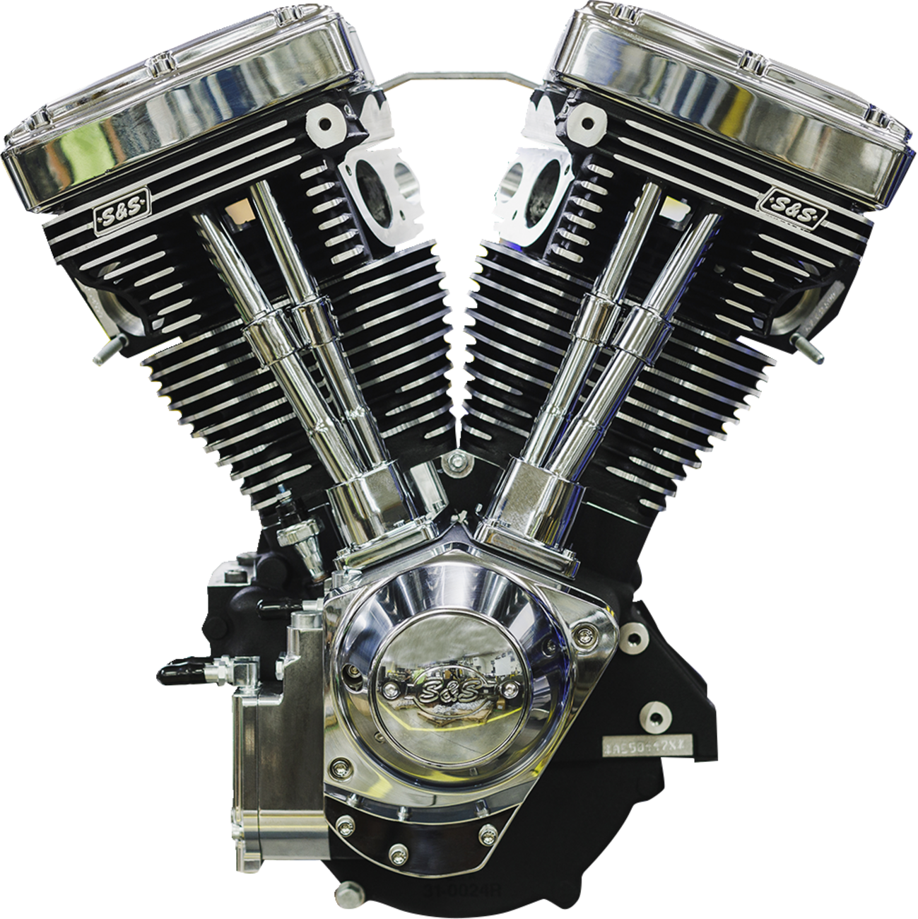 S&S CYCLE V124 Long Block Engine - Chrome/Wrinkle Black - Big Twin | Custom Chasis w/Alternator-Style Primary 310-1159 — image 1