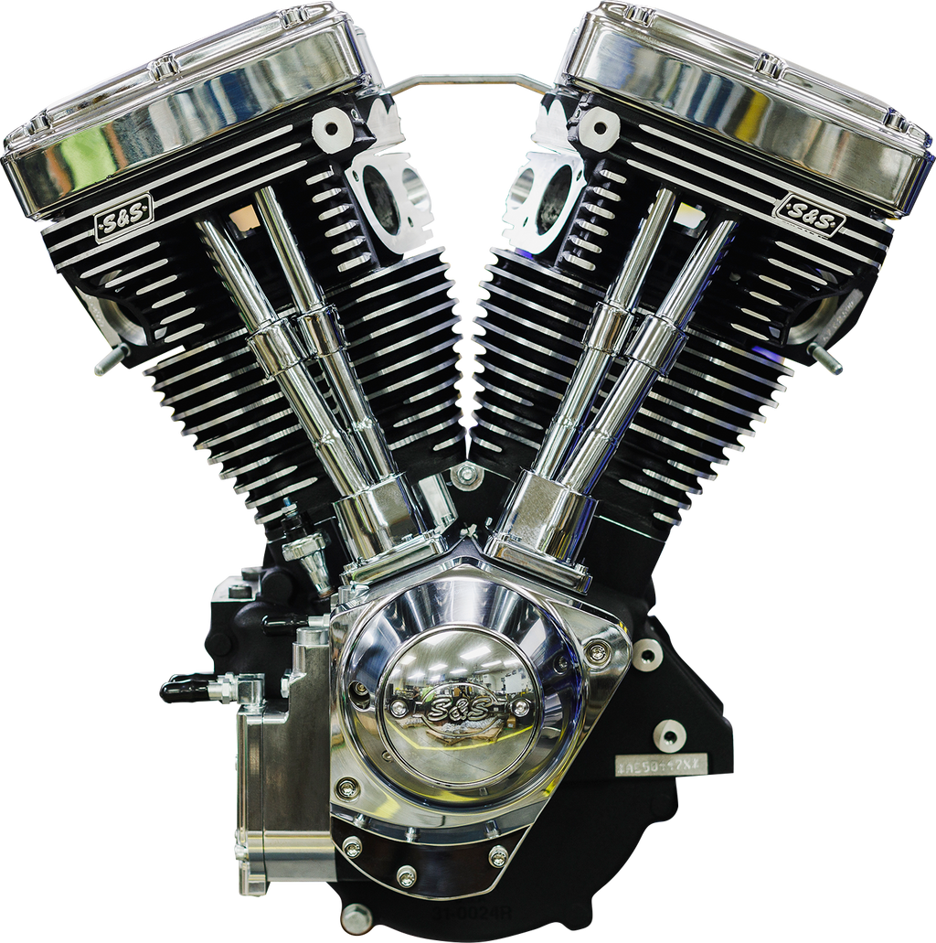 S&S CYCLE V124 Long Block Engine - Chrome/Wrinkle Black - Big Twin | Custom Chasis w/Alternator-Style Primary 310-1159 — image 5
