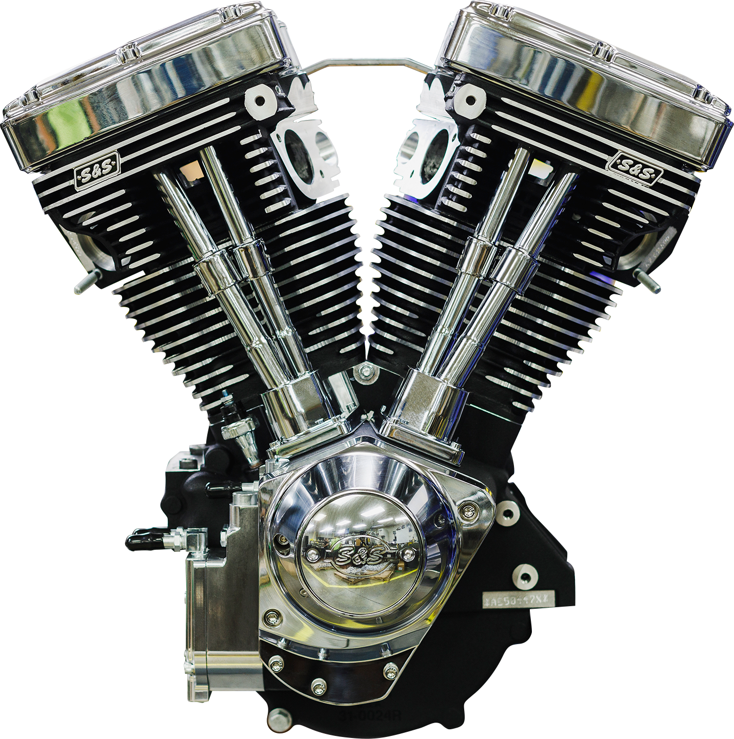 S&S CYCLE V124 Long Block Engine - Chrome/Wrinkle Black - Big Twin | Custom Chasis w/Alternator-Style Primary 310-1159 — image 5