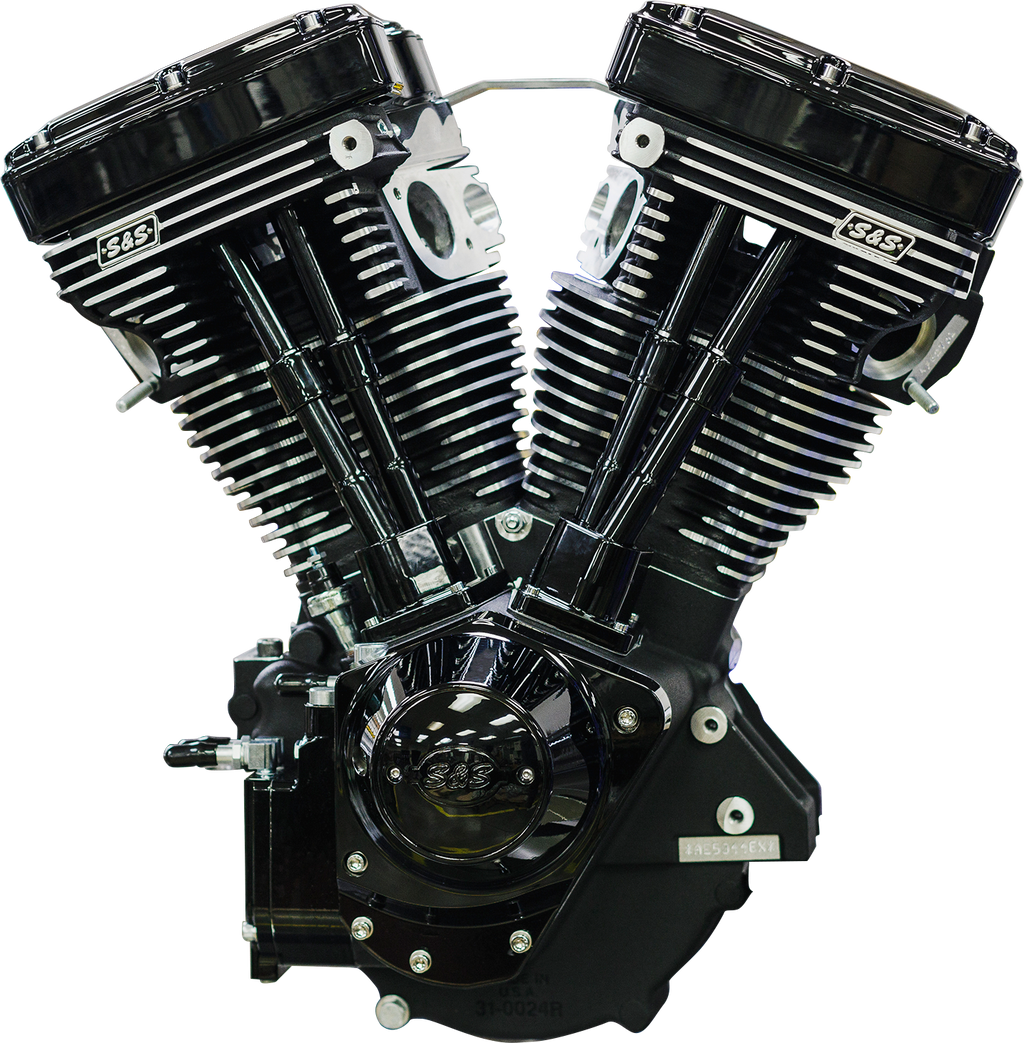 S&S CYCLE V124 Long Block Engine - Chrome/Wrinkle Black - Big Twin | Custom Chasis w/Alternator-Style Primary 310-1159 — image 8