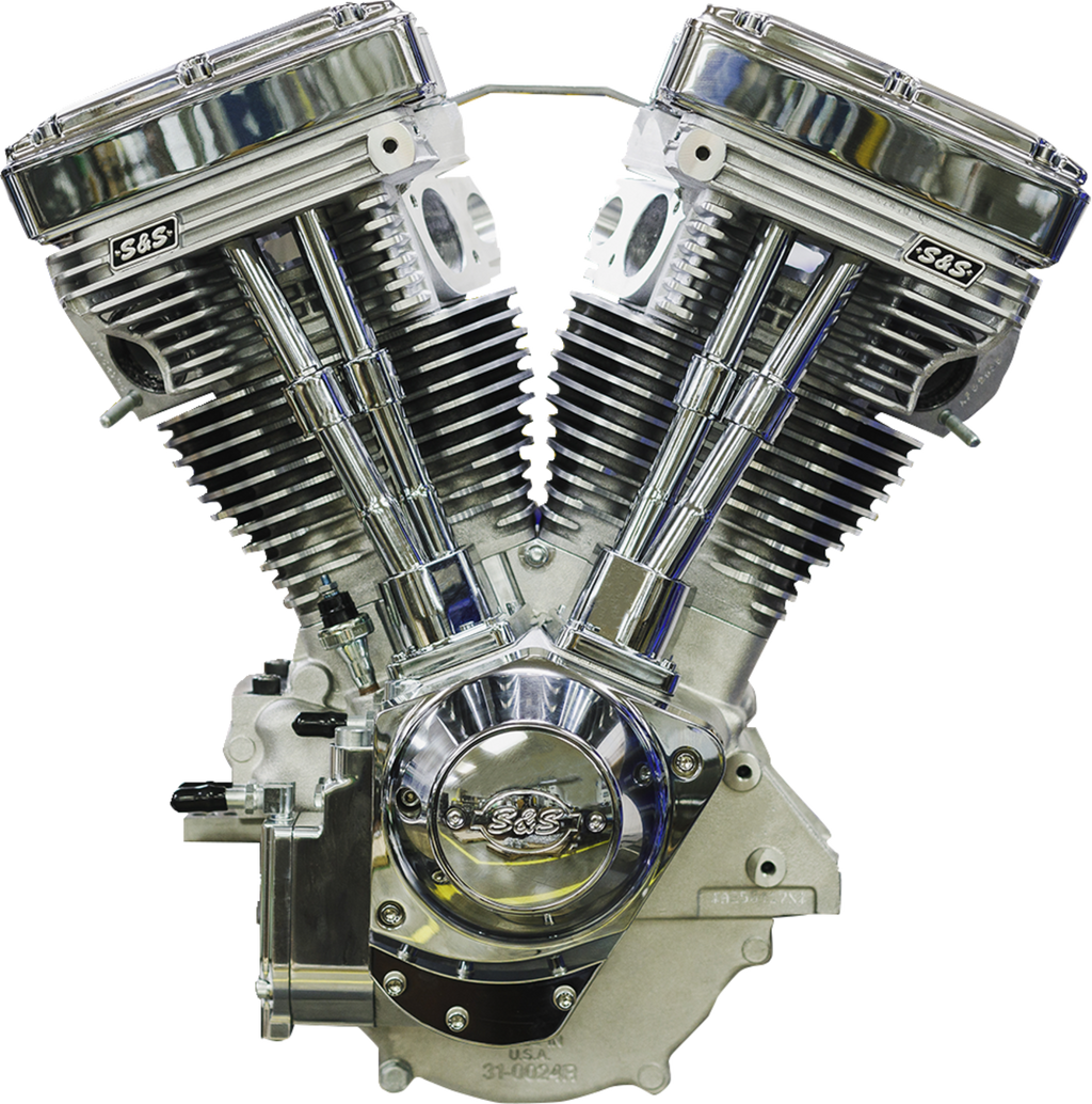S&S CYCLE V124 Long Block Engine - Chrome/Natural - Big Twin | Custom Chasis w/Alternator-Style Primary 310-1160 — image 1