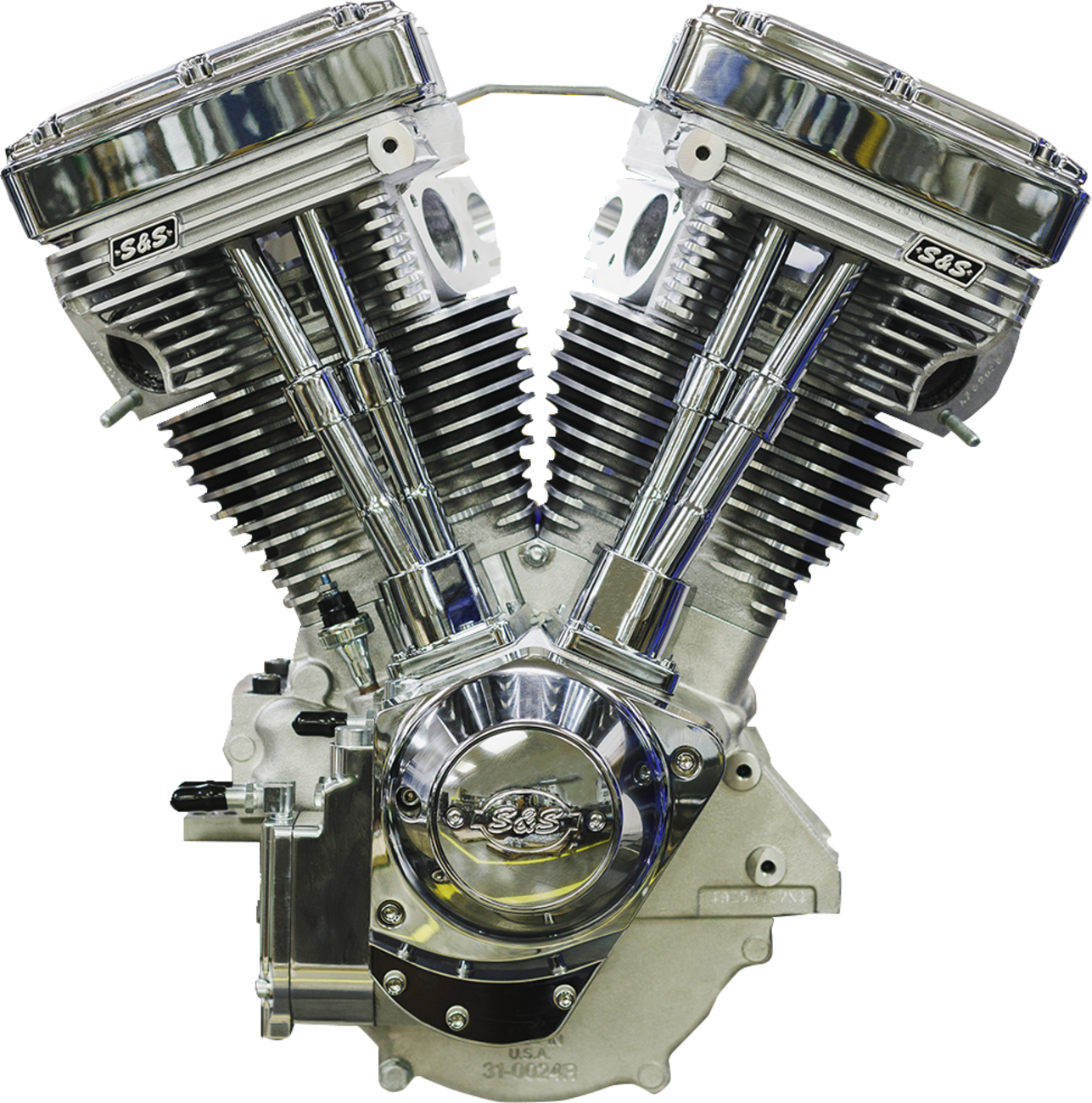 S&S CYCLE V124 Long Block Engine - Chrome/Natural - Big Twin | Custom Chasis w/Alternator-Style Primary 310-1160 — image 1