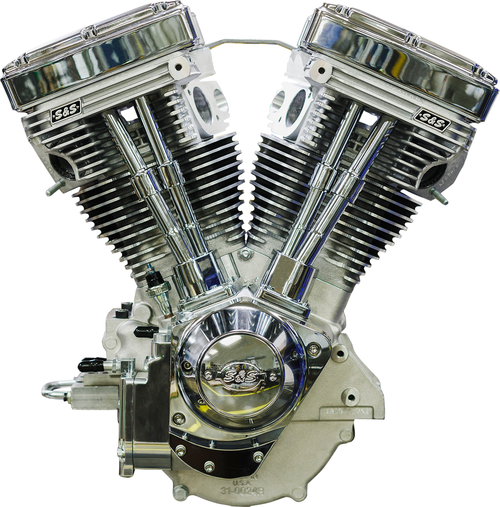 S&S CYCLE V124 Long Block Engine - Chrome/Natural - Big Twin | Custom Chasis w/Alternator-Style Primary 310-1160 — image 4