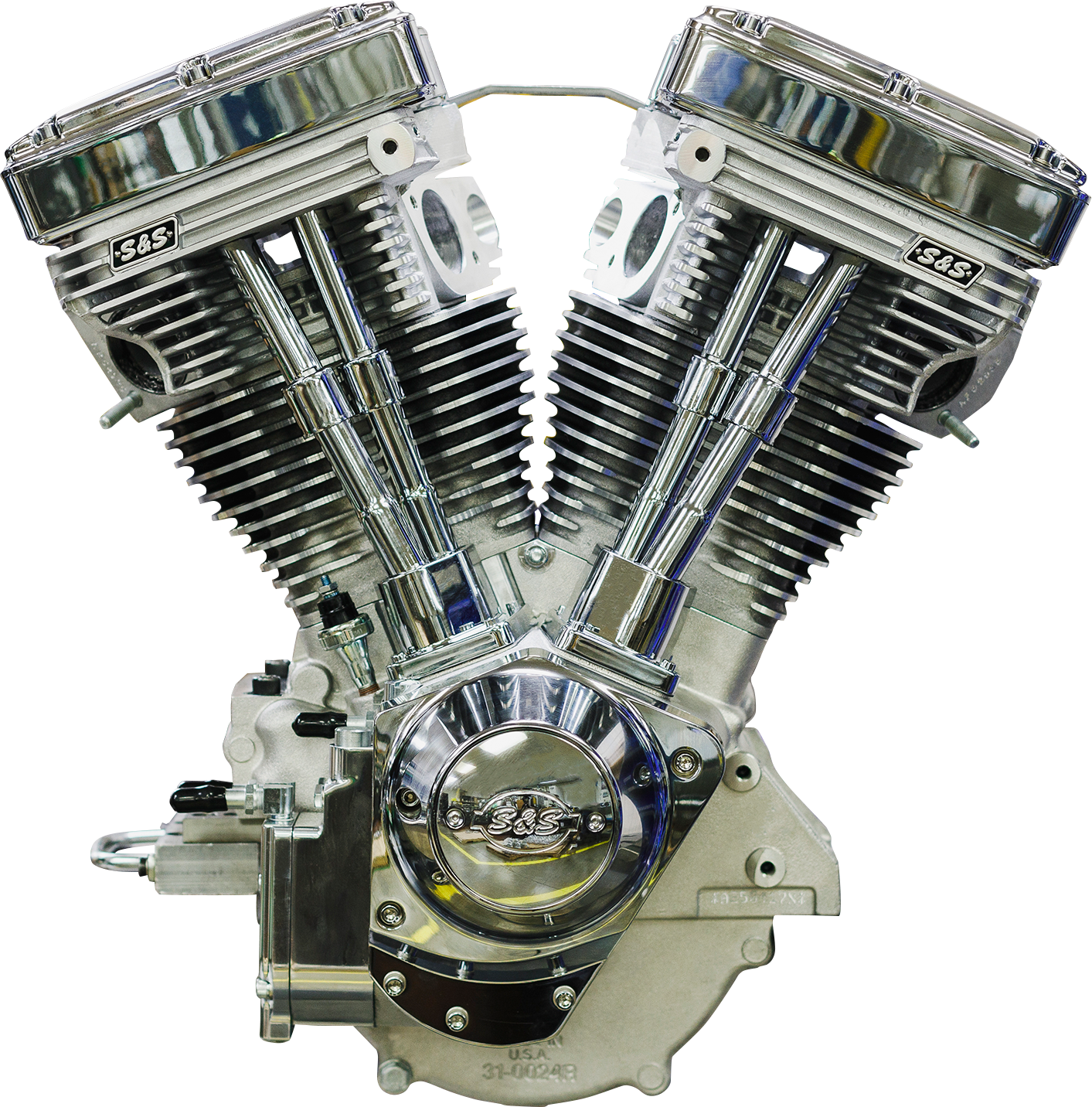 S&S CYCLE V124 Long Block Engine - Chrome/Natural - Big Twin | Custom Chasis w/Alternator-Style Primary 310-1160 — image 4