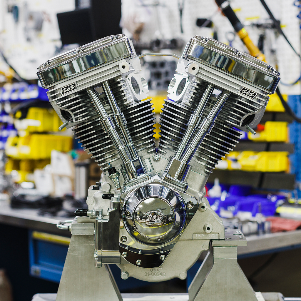 S&S CYCLE V124 Long Block Engine - Chrome/Natural - Big Twin | Custom Chasis w/Alternator-Style Primary 310-1160 — image 6