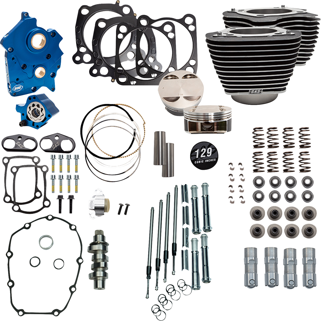 S&S CYCLE 129" Power Pack - 550 Chain Drive - Oil Cooled - Wrinkle Black w/Highlight Fins - 107" M8 310-1223C — image 1